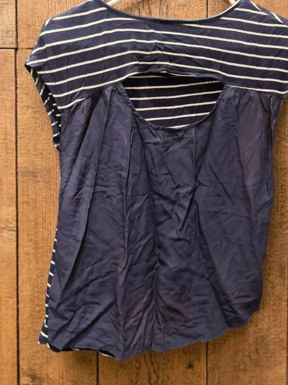August mist Striped Navy and White Cap Sleeve Top - XS
